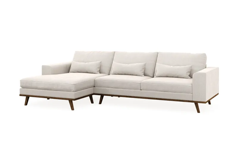 Copenhagen 4-sits Vänstervänd L-formad Divansoffa i Sammet - Krämvit - Möbler - Soffa - Divansoffa & schäslongsoffa - 4 sits soffa med divan