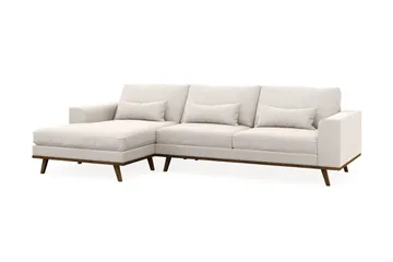 Copenhagen 4-sits Vänstervänd L-formad Divansoffa i Sammet - Krämvit - Möbler - Soffa - Divansoffa & schäslongsoffa - 4 sits soffa med divan