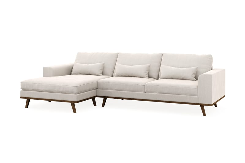 Copenhagen 4-sits Vänstervänd L-formad Divansoffa i Sammet - Krämvit - Möbler - Soffa - Divansoffa & schäslongsoffa - 4 sits soffa med divan