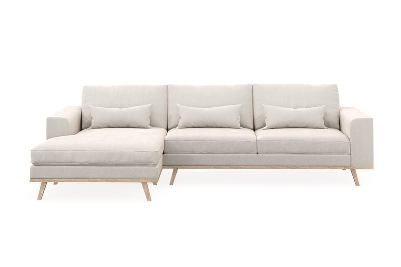 Copenhagen 4-sits Vänstervänd L-formad Divansoffa i Sammet - Krämvit - Möbler - Soffa - Divansoffa & schäslongsoffa - 4 sits soffa med divan