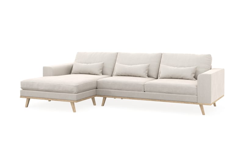Copenhagen 4-sits Vänstervänd L-formad Divansoffa i Sammet - Krämvit - Möbler - Soffa - Divansoffa & schäslongsoffa - 4 sits soffa med divan