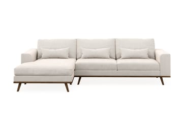Copenhagen 4-sits Vänstervänd L-formad Divansoffa i Sammet - Krämvit - Möbler - Soffa - Divansoffa & schäslongsoffa - 4 sits soffa med divan