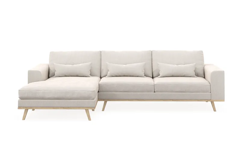 Copenhagen 4-sits Vänstervänd L-formad Divansoffa i Sammet - Krämvit - Möbler - Soffa - Divansoffa & schäslongsoffa - 4 sits soffa med divan