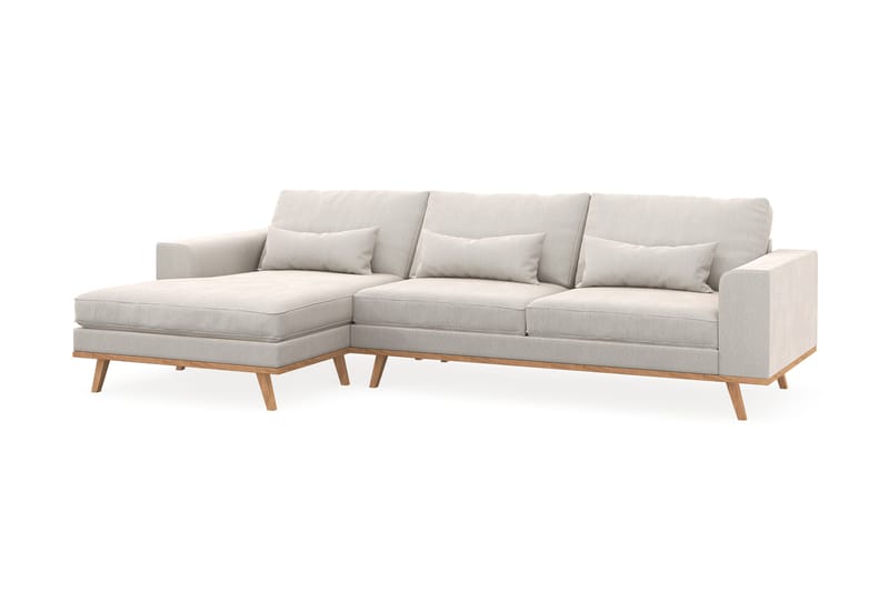 Copenhagen 4-sits Vänstervänd L-formad Divansoffa i Sammet - Krämvit - Möbler - Soffa - Divansoffa & schäslongsoffa - 4 sits soffa med divan