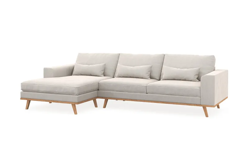 Copenhagen 4-sits Vänstervänd L-formad Divansoffa i Sammet - Krämvit - Möbler - Soffa - Divansoffa & schäslongsoffa - 4 sits soffa med divan