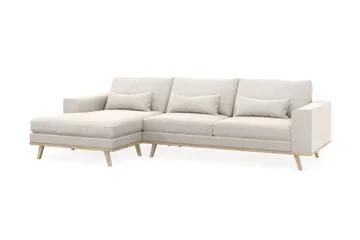 Copenhagen 4-sits Vänstervänd L-formad Divansoffa i Sammet - Krämvit - Möbler - Soffa - Divansoffa & schäslongsoffa - 4 sits soffa med divan