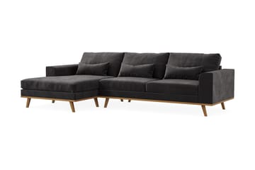 Copenhagen 4-sits Vänstervänd L-formad Divansoffa i Sammet - Mörkgrå - Möbler - Soffa - Divansoffa & schäslongsoffa - 4 sits soffa med divan
