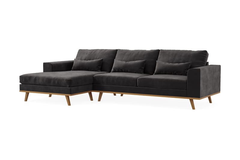Copenhagen 4-sits Vänstervänd L-formad Divansoffa i Sammet - Mörkgrå - Möbler - Soffa - Divansoffa & schäslongsoffa - 4 sits soffa med divan