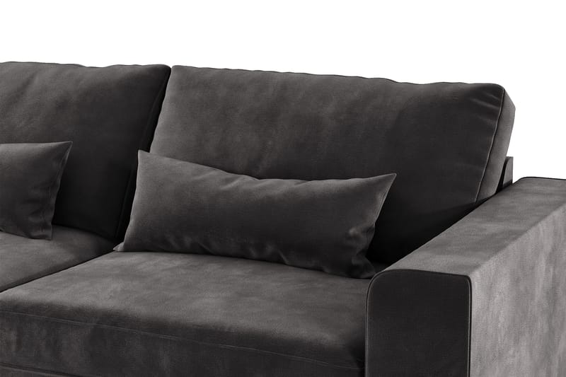 Copenhagen 4-sits Vänstervänd L-formad Divansoffa i Sammet - Mörkgrå - Möbler - Soffa - Divansoffa & schäslongsoffa - 4 sits soffa med divan
