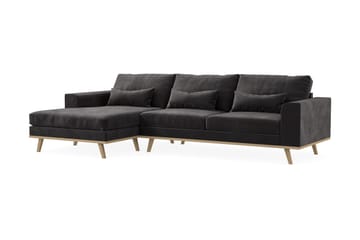 Copenhagen 4-sits Vänstervänd L-formad Divansoffa i Sammet - Mörkgrå - Möbler - Soffa - Divansoffa & schäslongsoffa - 4 sits soffa med divan