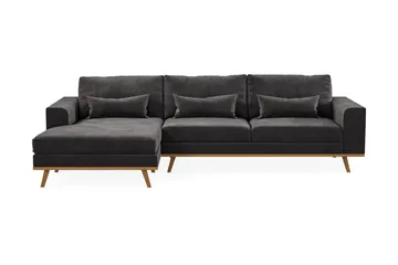 Copenhagen 4-sits Vänstervänd L-formad Divansoffa i Sammet - Mörkgrå - Möbler - Soffa - Divansoffa & schäslongsoffa - 4 sits soffa med divan