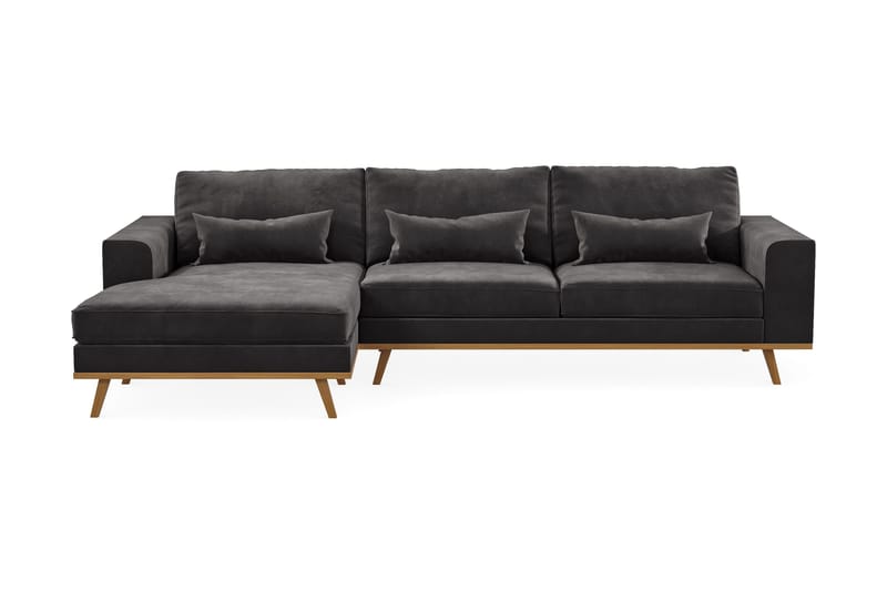 Copenhagen 4-sits Vänstervänd L-formad Divansoffa i Sammet - Mörkgrå - Möbler - Soffa - Divansoffa & schäslongsoffa - 4 sits soffa med divan