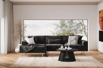 Copenhagen 4-sits Vänstervänd L-formad Divansoffa i Sammet - Mörkgrå - Möbler - Soffa - Divansoffa & schäslongsoffa - 4 sits soffa med divan