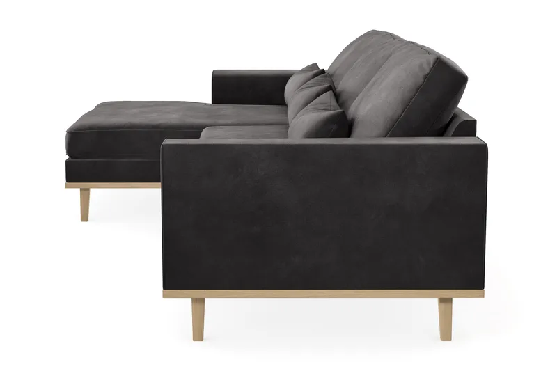 Copenhagen 4-sits Vänstervänd L-formad Divansoffa i Sammet - Mörkgrå - Möbler - Soffa - Divansoffa & schäslongsoffa - 4 sits soffa med divan