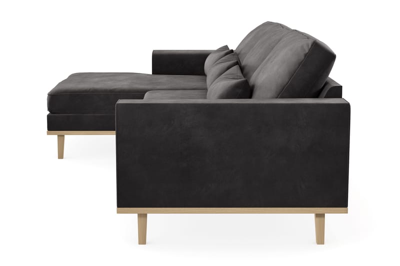 Copenhagen 4-sits Vänstervänd L-formad Divansoffa i Sammet - Mörkgrå - Möbler - Soffa - Divansoffa & schäslongsoffa - 4 sits soffa med divan