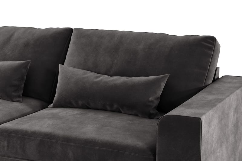 Copenhagen 4-sits Vänstervänd L-formad Divansoffa i Sammet - Mörkgrå - Möbler - Soffa - Divansoffa & schäslongsoffa - 4 sits soffa med divan