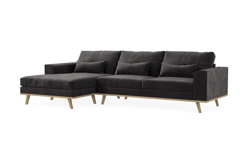 Copenhagen 4-sits Vänstervänd L-formad Divansoffa i Sammet - Mörkgrå - Möbler - Soffa - Divansoffa & schäslongsoffa - 4 sits soffa med divan