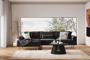 Copenhagen 4-sits Vänstervänd L-formad Divansoffa i Sammet - Mörkgrå - Möbler - Soffa - Divansoffa & schäslongsoffa - 4 sits soffa med divan