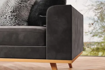 Copenhagen 4-sits Vänstervänd L-formad Divansoffa i Sammet - Mörkgrå - Möbler - Soffa - Divansoffa & schäslongsoffa - 4 sits soffa med divan