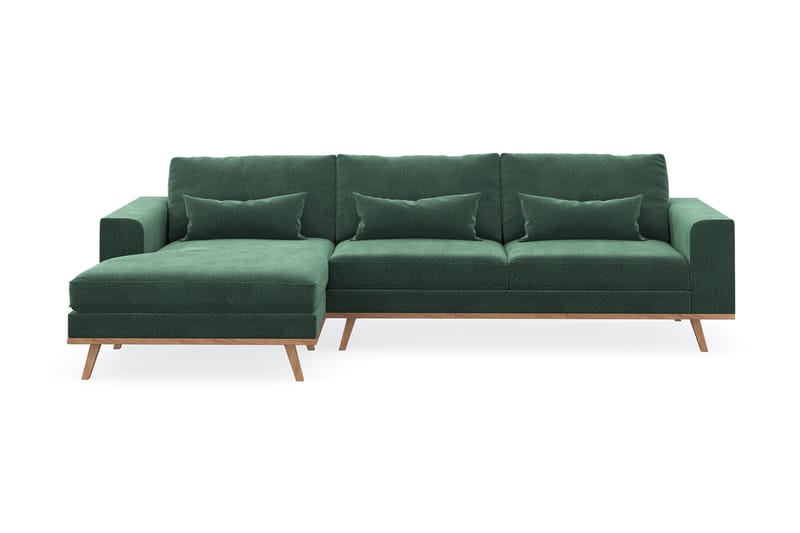 Copenhagen 4-sits Vänstervänd L-formad Divansoffa i Sammet - Mörkgrön - Möbler - Soffa - Divansoffa & schäslongsoffa - 4 sits soffa med divan
