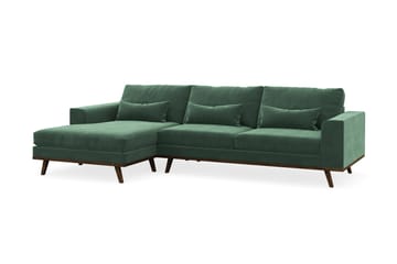 Copenhagen 4-sits Vänstervänd L-formad Divansoffa i Sammet - Mörkgrön - Möbler - Soffa - Divansoffa & schäslongsoffa - 4 sits soffa med divan