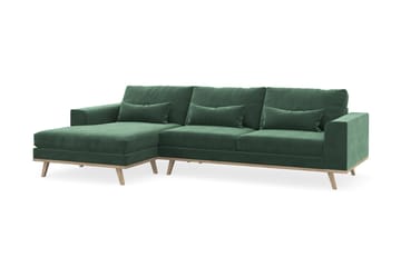 Copenhagen 4-sits Vänstervänd L-formad Divansoffa i Sammet - Mörkgrön - Möbler - Soffa - Divansoffa & schäslongsoffa - 4 sits soffa med divan