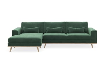 Copenhagen 4-sits Vänstervänd L-formad Divansoffa i Sammet - Mörkgrön - Möbler - Soffa - Divansoffa & schäslongsoffa - 4 sits soffa med divan
