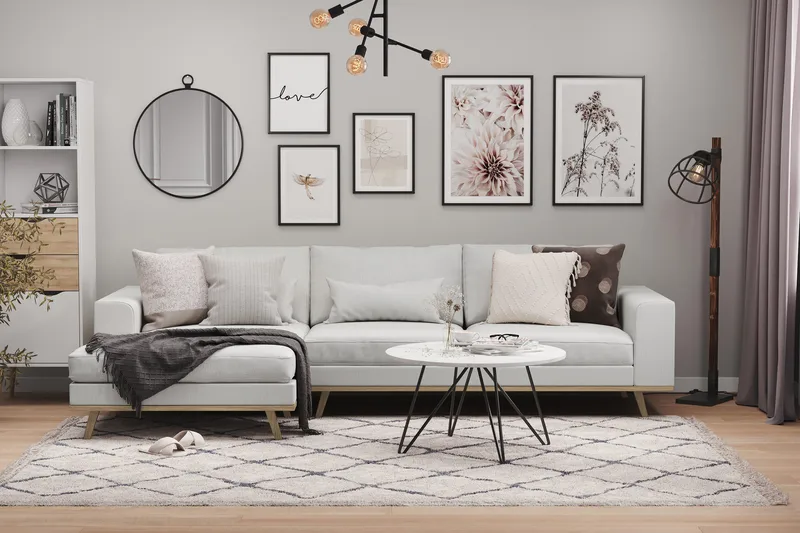 Copenhagen 4-sits Vänstervänd L-formad Divansoffa i Tyg - Grå - Möbler - Soffa - Divansoffa & schäslongsoffa - 4 sits soffa med divan