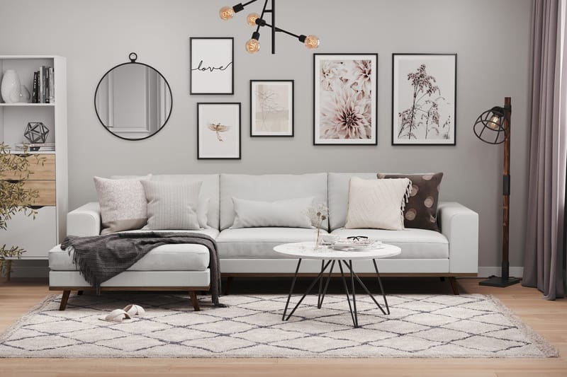 Copenhagen 4-sits Vänstervänd L-formad Divansoffa i Tyg - Grå - Möbler - Soffa - Divansoffa & schäslongsoffa - 4 sits soffa med divan