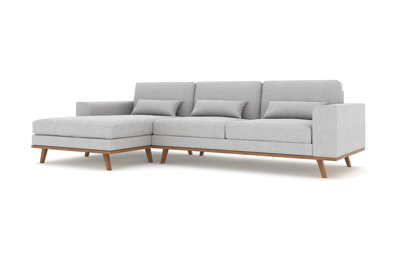 Copenhagen 4-sits Vänstervänd L-formad Divansoffa i Tyg - Grå - Möbler - Soffa - Divansoffa & schäslongsoffa - 4 sits soffa med divan