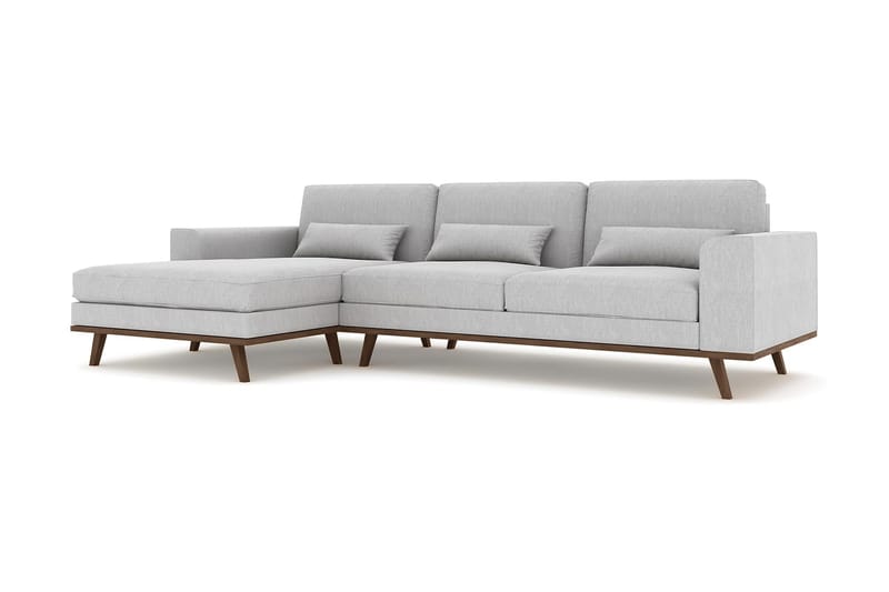 Copenhagen 4-sits Vänstervänd L-formad Divansoffa i Tyg - Grå - Möbler - Soffa - Divansoffa & schäslongsoffa - 4 sits soffa med divan