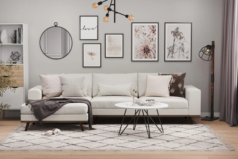 Copenhagen 4-sits Vänstervänd L-formad Divansoffa i Tyg - Ljusgrå - Möbler - Soffa - Divansoffa & schäslongsoffa - 4 sits soffa med divan