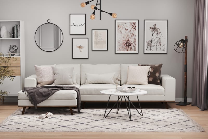 Copenhagen 4-sits Vänstervänd L-formad Divansoffa i Tyg - Ljusgrå - Möbler - Soffa - Divansoffa & schäslongsoffa - 4 sits soffa med divan
