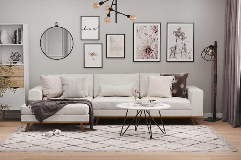 Copenhagen 4-sits Vänstervänd L-formad Divansoffa i Tyg - Ljusgrå - Möbler - Soffa - Divansoffa & schäslongsoffa - 4 sits soffa med divan