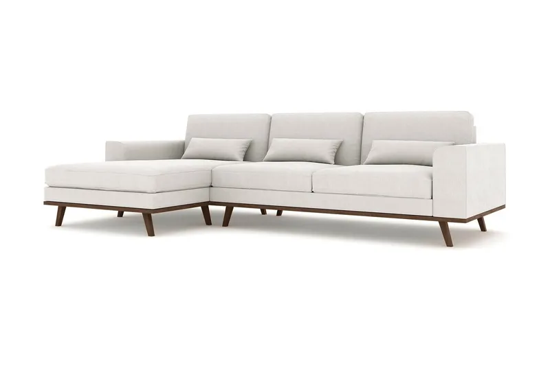 Copenhagen 4-sits Vänstervänd L-formad Divansoffa i Tyg - Ljusgrå - Möbler - Soffa - Divansoffa & schäslongsoffa - 4 sits soffa med divan