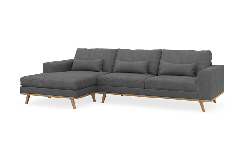 Copenhagen 4-sits Vänstervänd L-formad Divansoffa i Tyg - Mörkgrå - Möbler - Soffa - Divansoffa & schäslongsoffa
