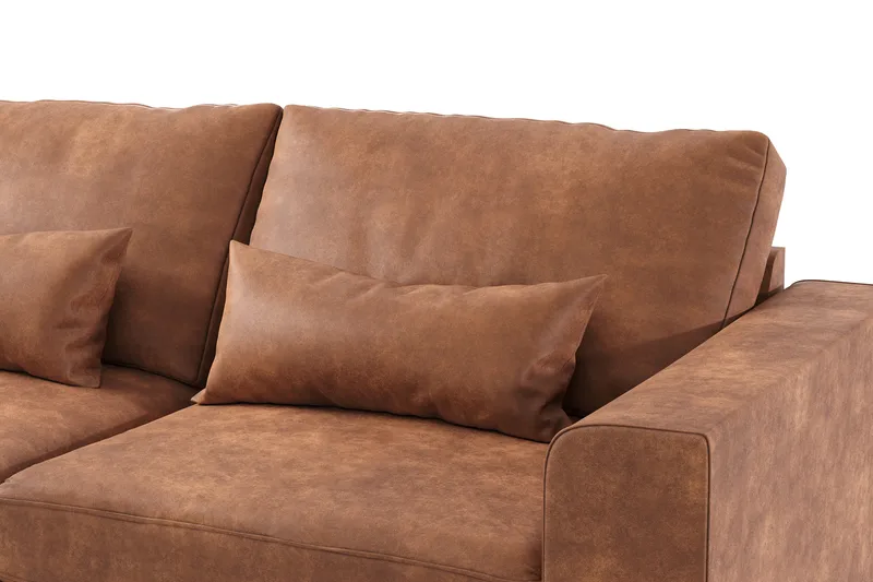 Copenhagen 4-sits Vänstervänd L-formad Schäslongsoffa i Konstläder - Brun - Möbler - Soffa - Divansoffa & schäslongsoffa - 4 sits soffa med divan