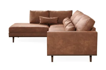 Copenhagen 4-sits Vänstervänd L-formad Schäslongsoffa i Konstläder - Brun - Möbler - Soffa - Divansoffa & schäslongsoffa - 4 sits soffa med divan