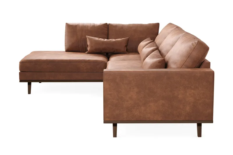 Copenhagen 4-sits Vänstervänd L-formad Schäslongsoffa i Konstläder - Brun - Möbler - Soffa - Divansoffa & schäslongsoffa - 4 sits soffa med divan