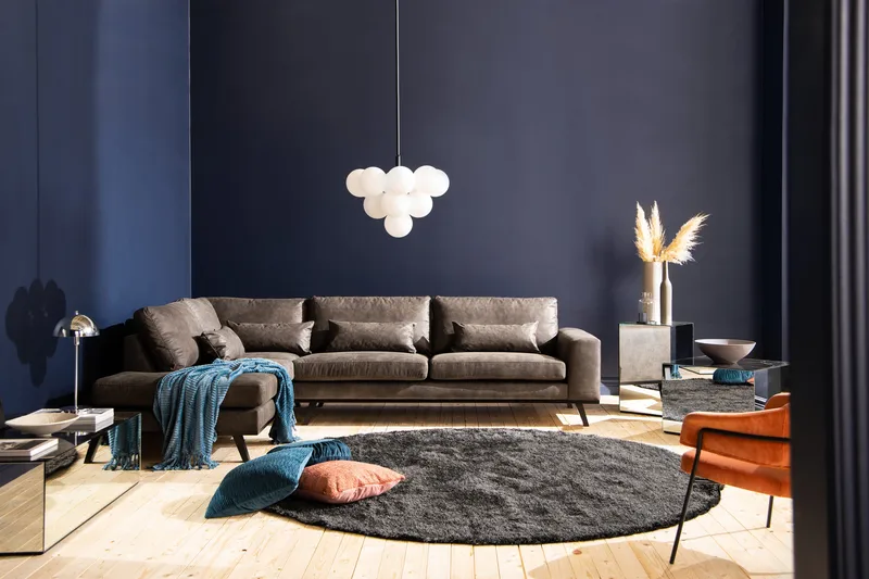 Copenhagen 4-sits Vänstervänd L-formad Schäslongsoffa i Konstläder - Mörkgrå - Möbler - Soffa - Divansoffa & schäslongsoffa - 4 sits soffa med divan