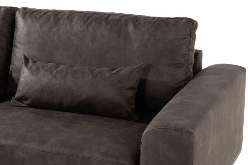 Copenhagen 4-sits Vänstervänd L-formad Schäslongsoffa i Konstläder - Mörkgrå - Möbler - Soffa - Divansoffa & schäslongsoffa - 4 sits soffa med divan