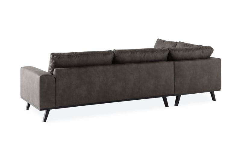 Copenhagen 4-sits Vänstervänd L-formad Schäslongsoffa i Konstläder - Mörkgrå - Möbler - Soffa - Divansoffa & schäslongsoffa - 4 sits soffa med divan