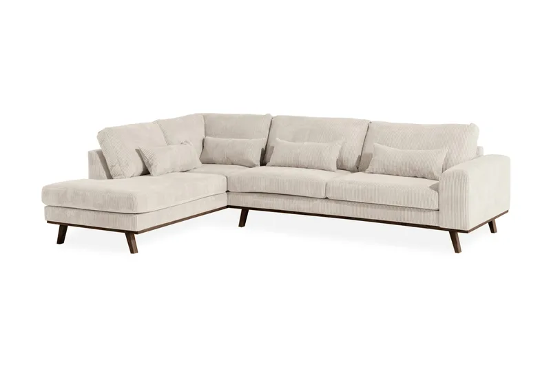 Copenhagen 4-sits Vänstervänd L-formad Schäslongsoffa i Manchester - Beige - Möbler - Soffa - Divansoffa & schäslongsoffa - 4 sits soffa med divan