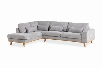 Copenhagen 4-sits Vänstervänd L-formad Schäslongsoffa i Manchester - Ljusgrå - Möbler - Soffa - Divansoffa & schäslongsoffa - 4 sits soffa med divan