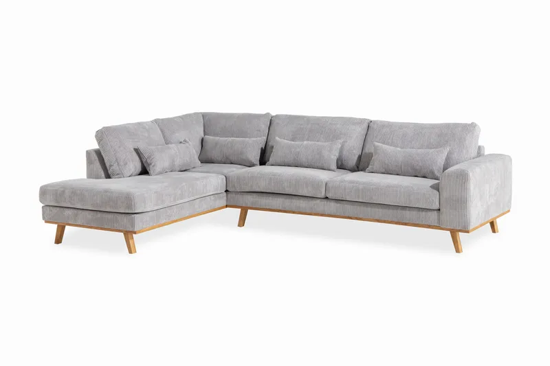 Copenhagen 4-sits Vänstervänd L-formad Schäslongsoffa i Manchester - Ljusgrå - Möbler - Soffa - Divansoffa & schäslongsoffa - 4 sits soffa med divan