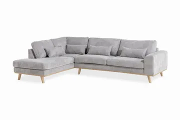 Copenhagen 4-sits Vänstervänd L-formad Schäslongsoffa i Manchester - Ljusgrå - Möbler - Soffa - Divansoffa & schäslongsoffa - 4 sits soffa med divan