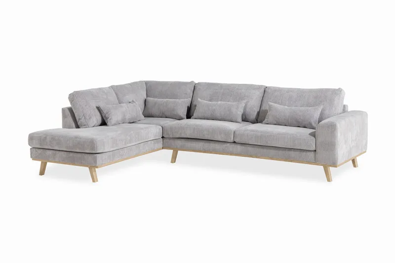 Copenhagen 4-sits Vänstervänd L-formad Schäslongsoffa i Manchester - Ljusgrå - Möbler - Soffa - Divansoffa & schäslongsoffa - 4 sits soffa med divan