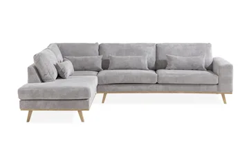 Copenhagen 4-sits Vänstervänd L-formad Schäslongsoffa i Manchester - Ljusgrå - Möbler - Soffa - Divansoffa & schäslongsoffa - 4 sits soffa med divan