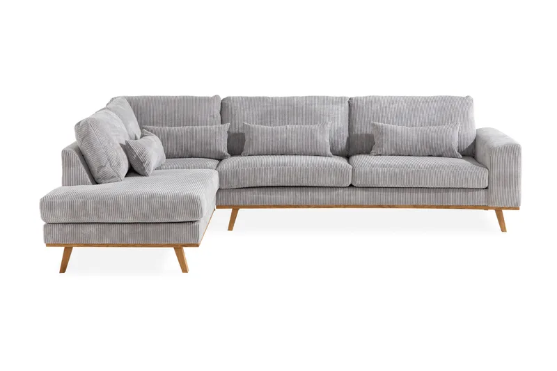 Copenhagen 4-sits Vänstervänd L-formad Schäslongsoffa i Manchester - Ljusgrå - Möbler - Soffa - Divansoffa & schäslongsoffa - 4 sits soffa med divan