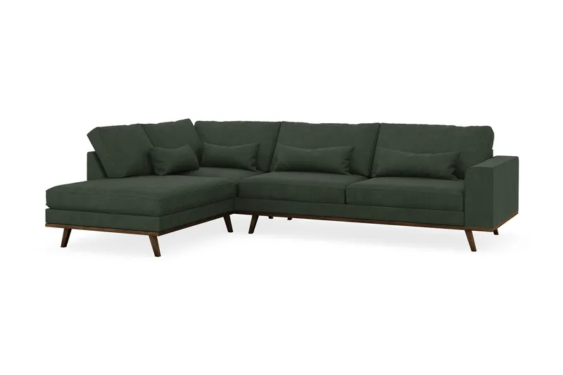 Copenhagen 4-sits Vänstervänd L-formad Schäslongsoffa i Manchester - Mörkgrön - Möbler - Soffa - Divansoffa & schäslongsoffa - 4 sits soffa med divan